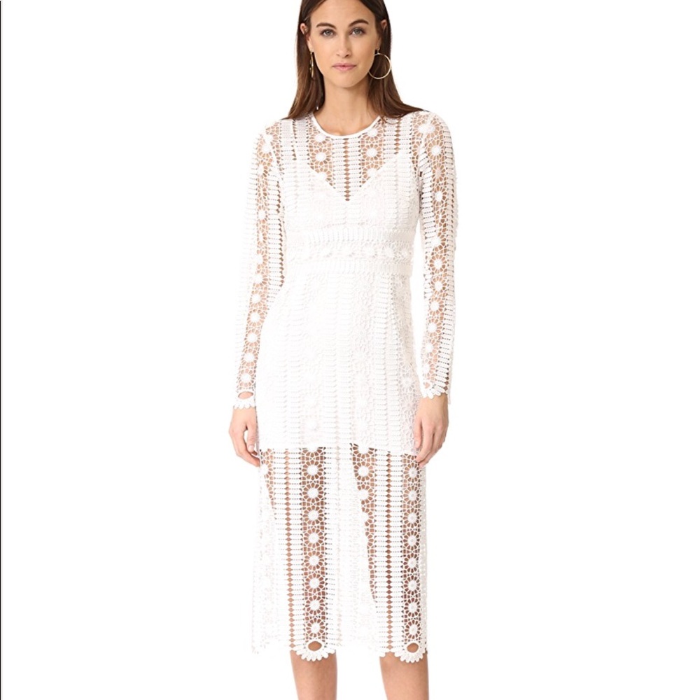 Alice McCall white midi dress. Wedding shower
